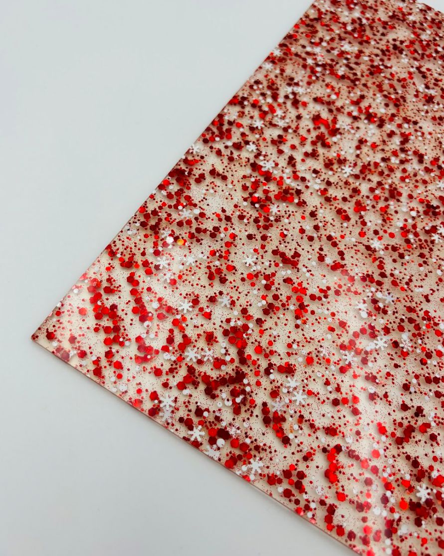 1/8" Funky Glitter Acrylic - Candy Cane