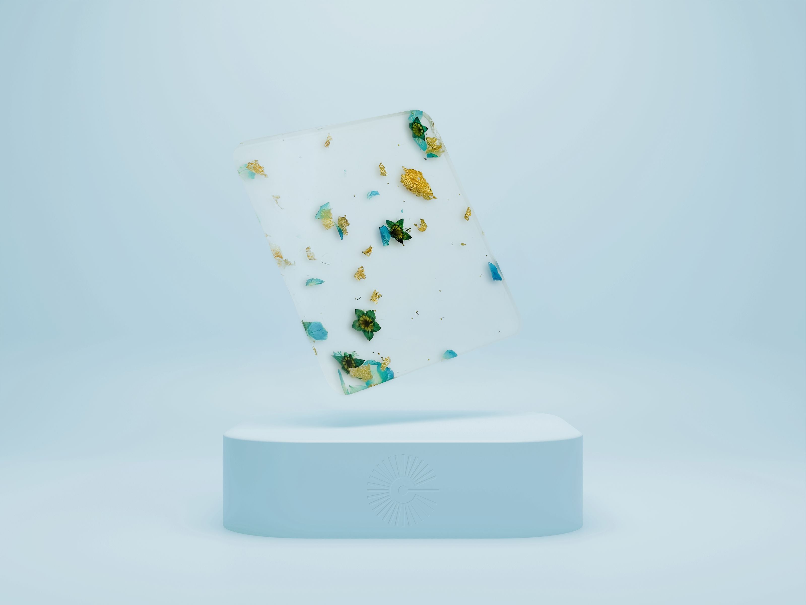 1/8" Pattern Acrylic Sheet - Blue Floral & Flakes