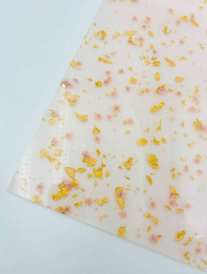 1/8" Pattern Acrylic Sheet - Baby Pink Floral &amp; Flakes