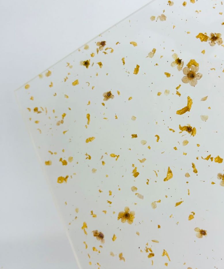 1/8" Pattern Acrylic Sheet - Beige Floral &amp; Flakes