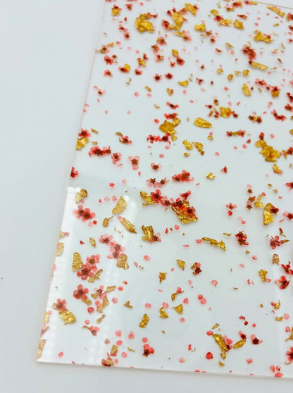 1/8" Pattern Acrylic Sheet - Hot Pink Floral &amp; Flakes