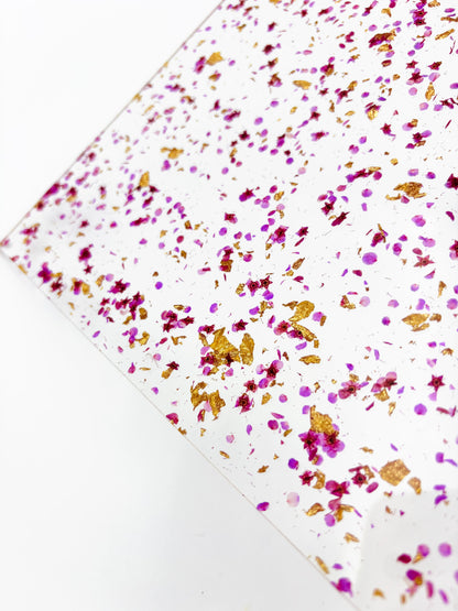 1/8" Pattern Acrylic Sheet - Purple Floral &amp; Flakes